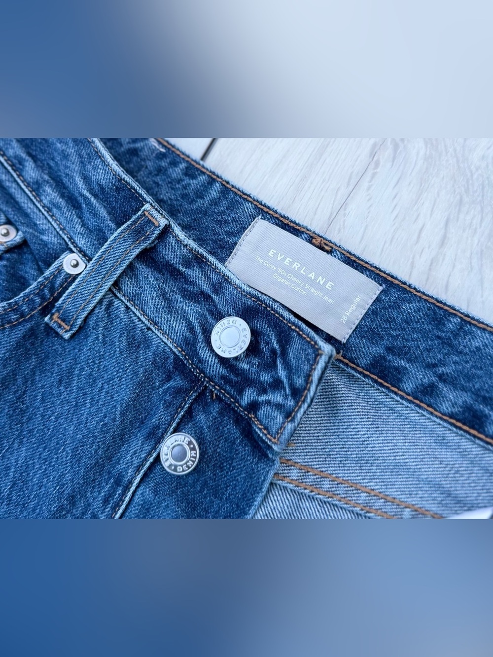 Everlane The Curvy 90’s Cheeky Straight Jean 28 Button Fly Y2K High Rise Stretch - Picture 6 of 14